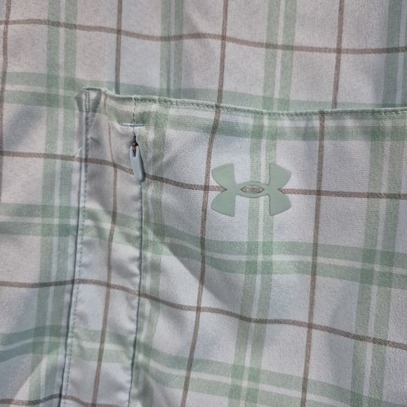 Under Armour Shirt Mens XL Blue Plaid Fishing Drift Tide Performance Button Up - Picture 4 of 9